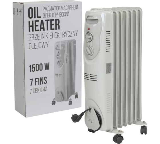 Изображение товара Радиатор масляный электрический Forcekraft (220-240v,50/60гц,1500вт,7 секций 15x58см,3 режима нагрева,защ. от перегрева,33x24x62.5см) fk-yl-b08-7 52330 FK-YL-B08-7(52330)