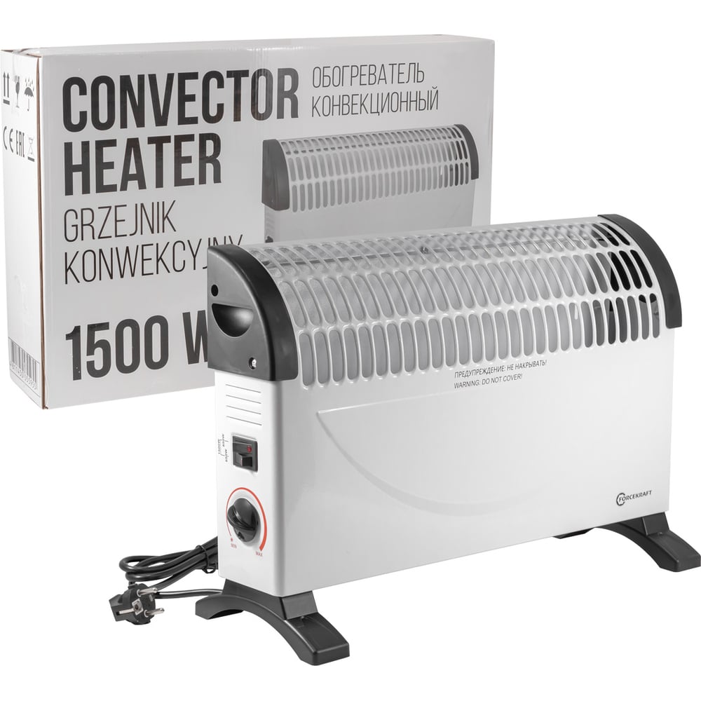 Изображение товара Конвекционный обогреватель Forcekraft 220-240v, 50/60гц, 3 режима нагрева-650/850/1500вт, защ. от перегрева, 50x18x33см FK-CH-Y02S(52329)