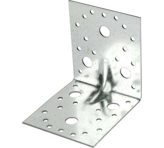 Изображение товара Угловая перфорированная пластитна ЦКИ 130x130x100x2, усиленная, цинк, 2 шт. 51697