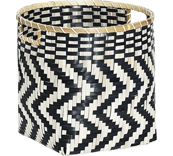 Изображение товара Стеллажная корзина с ручками Natural House зигзаг, 40x40x35 cм, черный, белый DC15L
