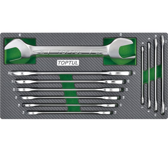 Изображение товара Набор рожковых ключей TOPTUL 6x7-30x32мм, 11 предметов, в мягком ложементе GEA1102