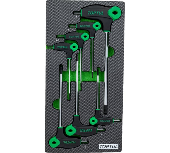 Изображение товара Набор шестигранных отверток TOPTUL с L-образной ручкой, 2-8 мм, 7 предметов, в мягком ложементе GEA0712