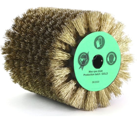 Изображение товара Щетка 100x120x12.7 мм, 2 отв., проволока гофр. латунир-я сталь 0.35 мм 3-301 Cazzola Spazzole MAK100120GOLDE