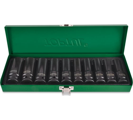 Изображение товара Набор ударных головок удлиненных 10-24 мм, 1/2", 10 предметов TOPTUL GDAD1002