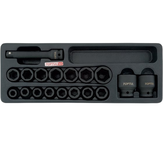 Изображение товара Набор ударных головок коротких 10-32 мм, 1/2", 18 предметов в ложементе TOPTUL GCAT1807