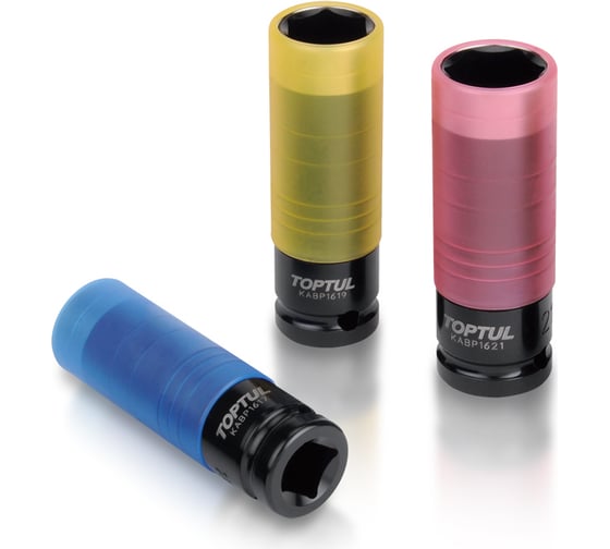 Изображение товара Набор ударных головок для литых дисков 17, 19 и 21 мм, 1/2", 3 предмета TOPTUL GDAS0301