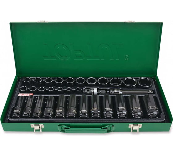 Изображение товара Набор ударных головок короткие и длинные 8-32 мм, 1/2", 32 предмета TOPTUL GDAD3201