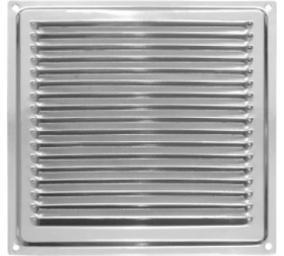 Изображение товара Решетка вентиляционная 200x200 мм, с сеткой, хром Домарт 170943