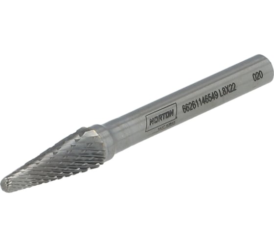 Изображение товара Бор-фреза твердосплавная тип L 8x22х6x60 мм, универсальная NORTON 66261146549