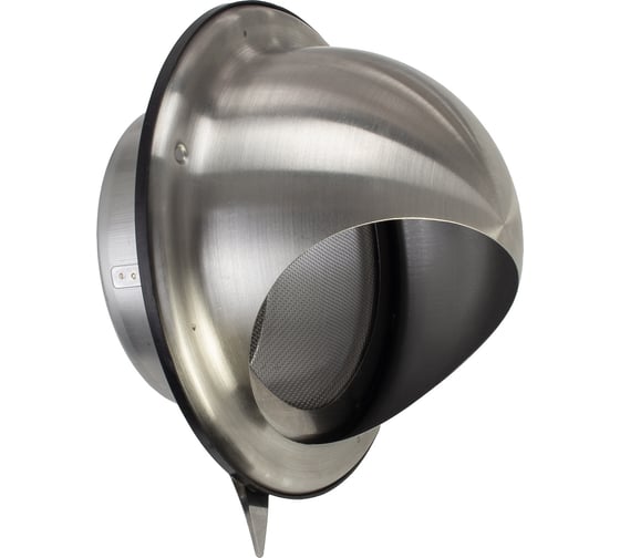 Изображение товара Выход стенной (уличный) из нержавеющей стали, решетка с козырьком, круглый, 125 мм, с антимоскитной защитной стальной сеткой Ecto-125 ARIUS 134729