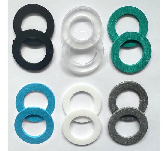 Изображение товара Набор прокладок Профитт 1" резина, паронит, паронит мбс, паронит безасбестовый, фторопласт, пвх - по 2 шт. 1891894