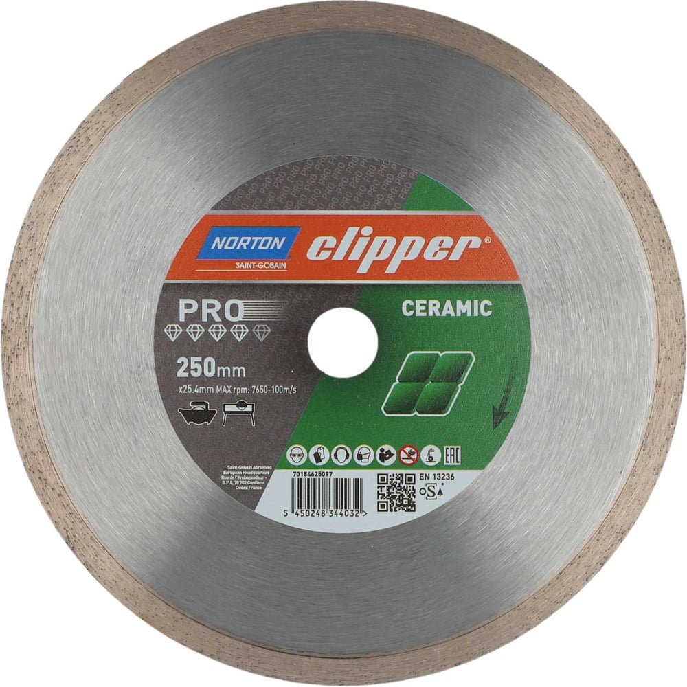 Изображение товара Алмазный диск для резки керамики MD120C 250x25.4 мм NORTON 70184625097