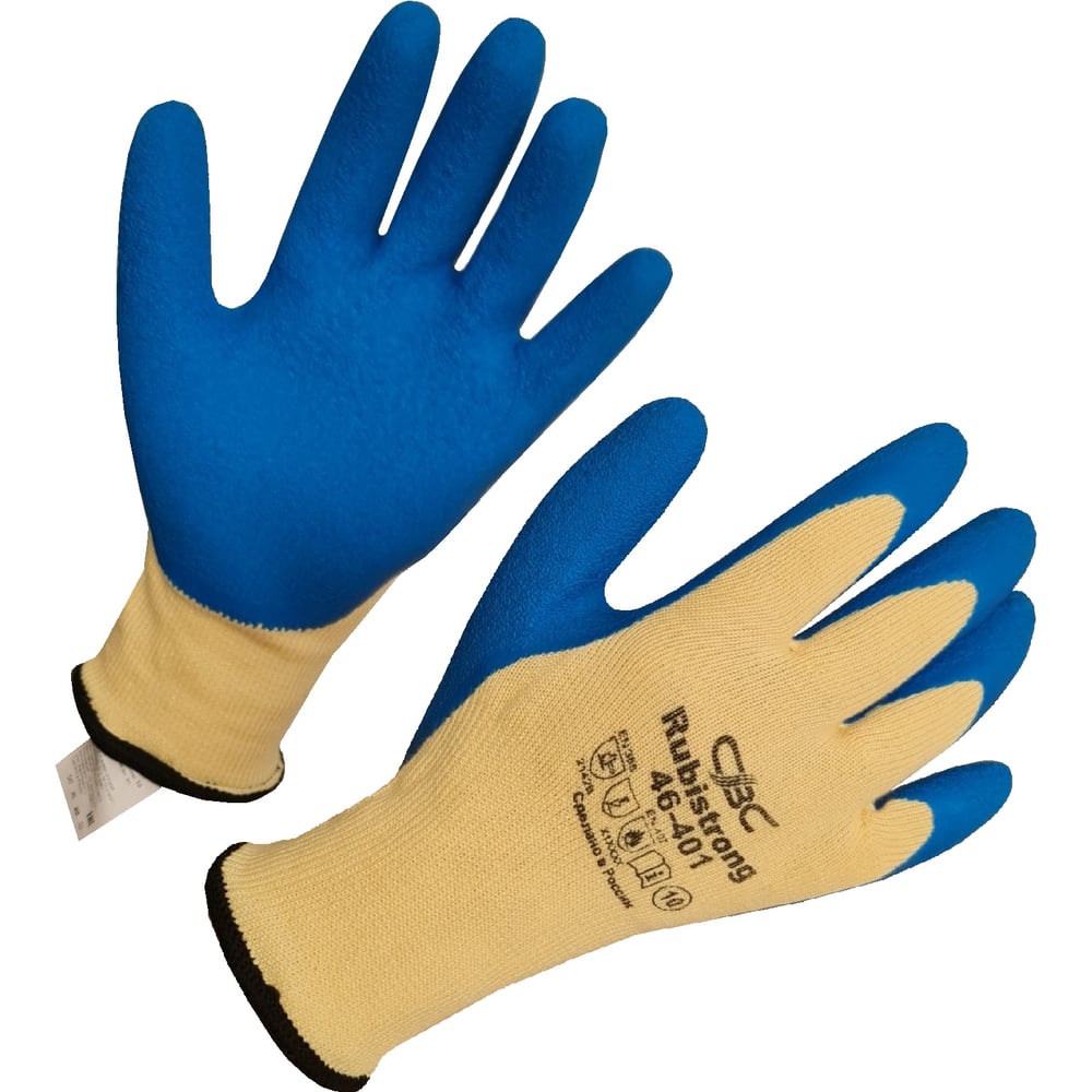 Изображение товара Перчатки "Рубистронг" полиэфирные с рельефным покрытием из натурального латекса, 13 класс, 1 пара, размер 10 СВС 46-401_10