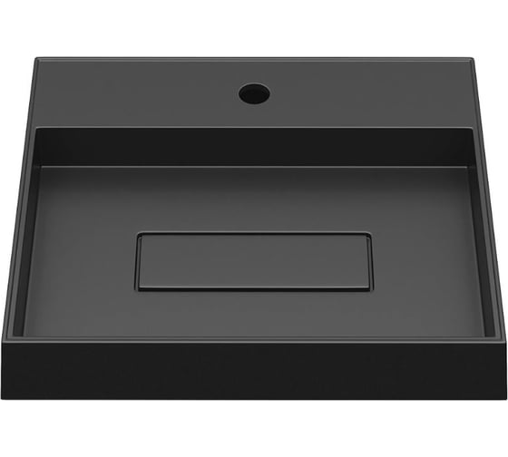 Изображение товара Накладная раковина для ванной Uperwood Tanos Quartz_50 см, кварцевая, прямоугольная, с декоративной накладкой, уголь 2911030051