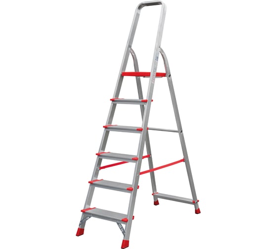 Изображение товара Профессиональная стремянка Новая Высота 6 ступеней с шириной 130 мм, Max нагр. 225 кг, 2К башмаки, 5110106
