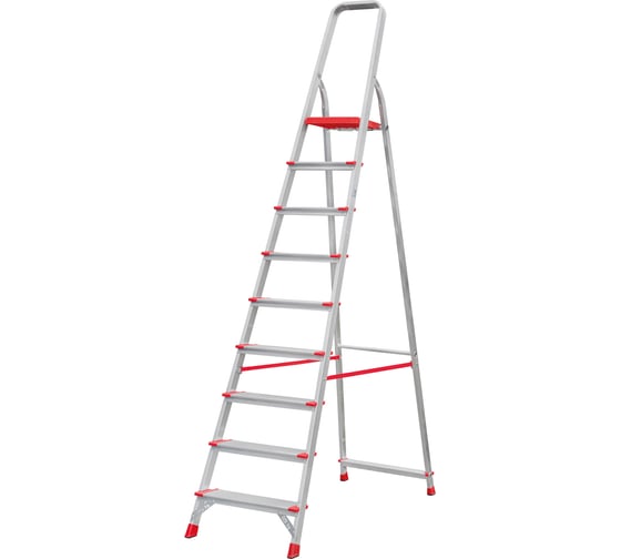 Изображение товара Профессиональная стремянка Новая Высота 9 ступеней с шириной 130 мм, Max нагр. 180 кг, 2К башмаки, 5110109