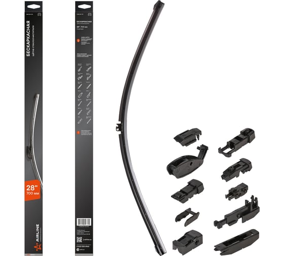 Изображение товара Щетка стеклоочистителя бескаркасная PRO 700 мм, 28", 10 адаптеров Airline AWB-BK-700