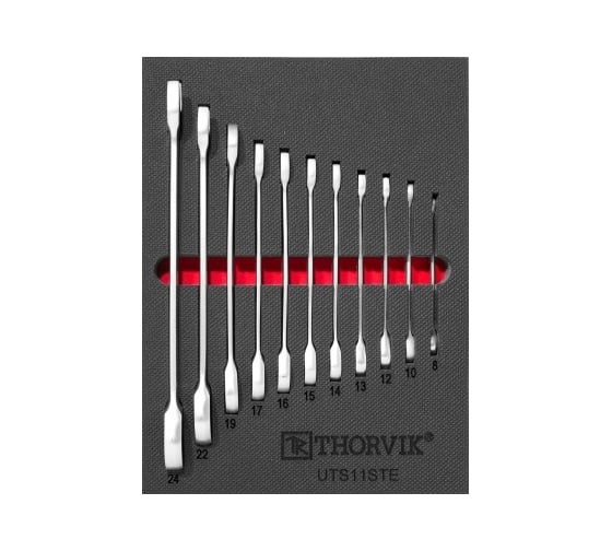 Изображение товара Набор комбинированных трещоточных ключей Thorvik UTS11STE в EVA ложементе 280x375 мм, 11 предметов 53589