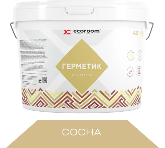 Изображение товара Герметик акриловый ECOROOM AS-16 для дерева, сосна, 3 кг 225-1-3/сосн