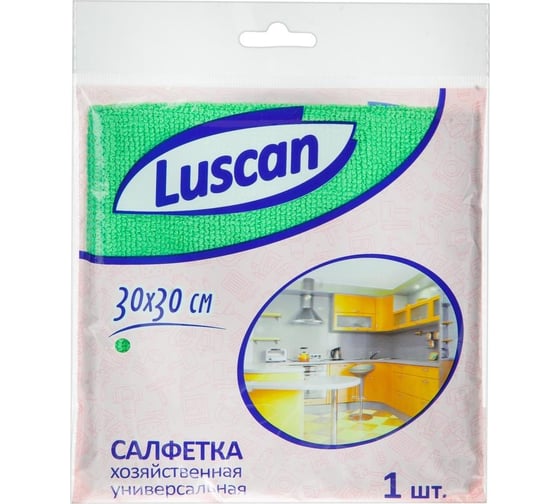 Изображение товара Хозяйственная салфетка Luscan микрофибра 30x30 см 200 гкв.м зеленая 1612794
