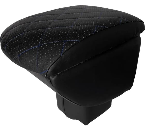 Изображение товара Автоподлокотник PSV для Ford Focus II 2004 2011 г РОМБ отстрочка синяя черная перфорированная экокожа 135520