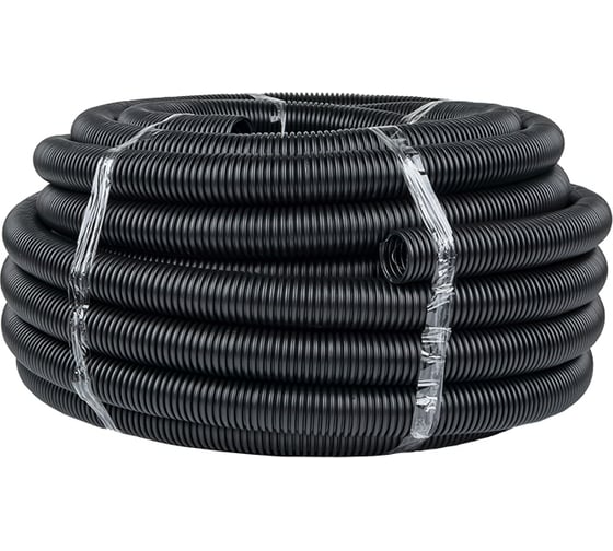 Изображение товара Гофрированная труба EKF ПНД с протяжкой d50 мм (20 м) черная -Plast tpnd-50n