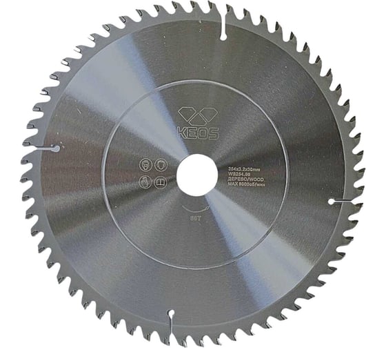 Изображение товара Диск пильный по дереву (254x30 мм; z60) для циркулярных и торцовочных пил KEOS WB254.60