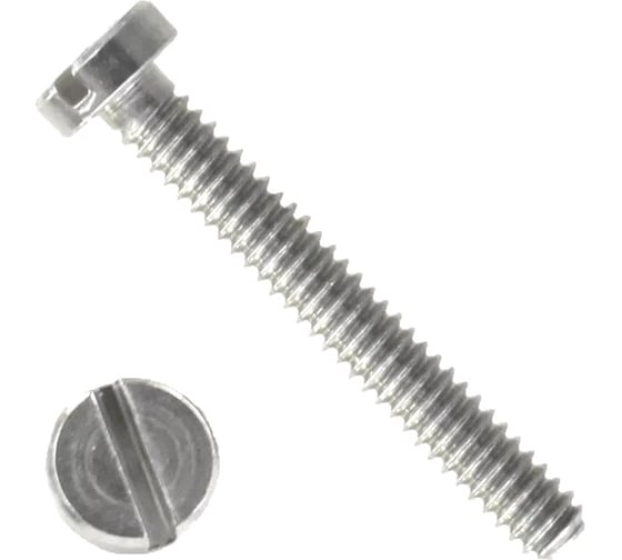 Изображение товара Винт с цилиндрической головой ВИРТУОЗ прямой шлиц, 4x8 мм, DIN 84, нерж. сталь А2, 16 шт. 44932