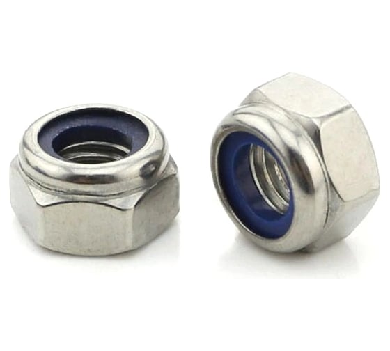 Изображение товара Шестигранная гайка со стопорным кольцом ВИРТУОЗ m12, DIN 985, нерж. сталь А2, 2 шт. 44901