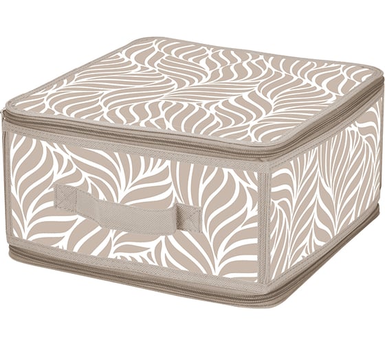 Изображение товара Складной короб на молнии HANDY HOME листья, 300х280х150, бежевый ESH22 M