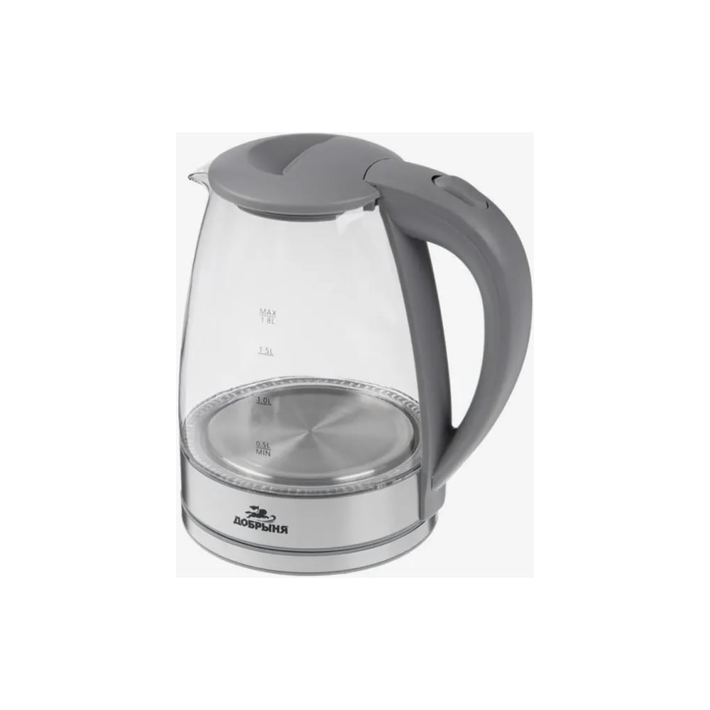Электрический чайник Добрыня, цвет прозрачный/серый DO- 1253G - фото 1