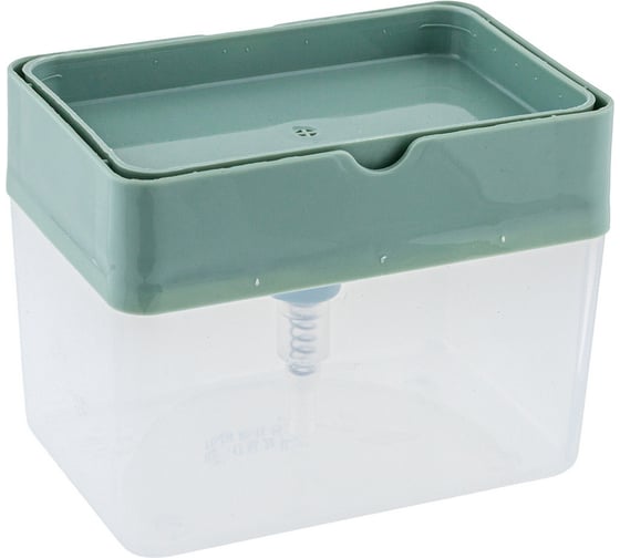 Изображение товара Диспенсер для моющего средства PROFF PLASTIK 130x60x110 мм, с дозатором+губка серый пластиковый "proff" 1/24 УИ-2601525с