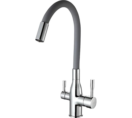 Изображение товара Смеситель для кухни Frap 35к f4396 гибкий излив, с вых. для питьевого фильтра, серый 550848