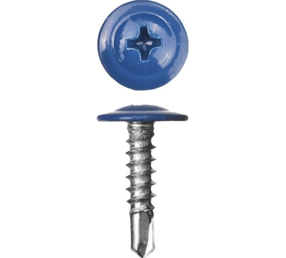 Изображение товара Саморезы с прессшайбой и сверлом по листовому металлу до 2мм Зубр RAL-5005 PH2 4,2х25мм 400шт 300211-42-025-5005