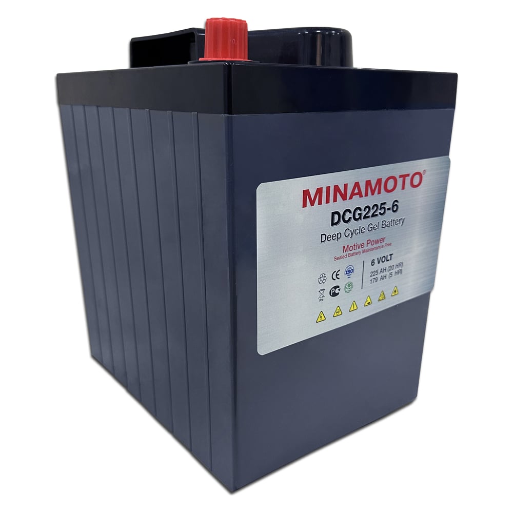 Изображение товара Тяговый гелевый аккумулятор MINAMOTO DCG225-6 6В 225Ач для штабелеров Изображение товара Тяговый гелевый аккумулятор MINAMOTO DCG225-6 6В 225Ач для штабелеров