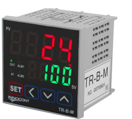 Изображение товара Температурный контроллер INNOCONT 2 дисплея, 4 разряда, 72x72x60 мм, 2 аварийных выхода, 110-220VAC, выход: реле + твердотельное реле TR-B-M