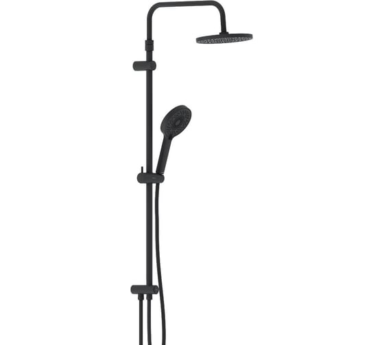 Изображение товара Душевая система Damixa Apollo верхний душ 235 мм, ручной душ, 3 ф-ции, 125x215 мм, душевая штанга 1050-1450, черный 947000300