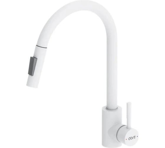 Изображение товара Logic Кухонный смеситель с вытягивающимся изливом, белый Dorff D3007533