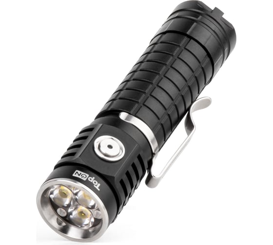 Изображение товара Ручной аккумуляторный фонарь TopOn CREE XPG LED 10 Вт 1000 лм 3.7 B 2.6 Ач 9.62 Втч регулировка яркости, стробоскоп, магнит, съемная клипса TOP-MX1TH