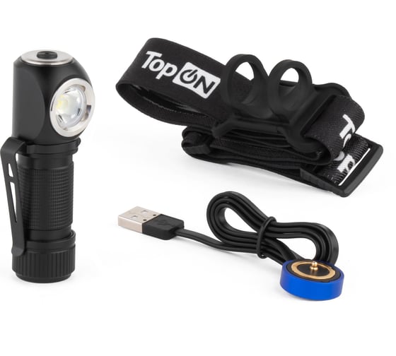 Изображение товара Г-образный налобный фонарь TopOn CREE XPG LED 3 Вт 350 лм 3.7 В 700 мАч магнитное крепление, IP54 TOP-MX03HLL