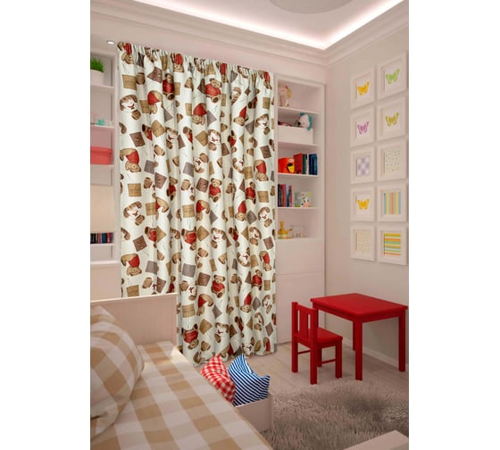 Изображение товара Штора на тесьме Kauffort Dimaut, Мишутка, 200x275 см, бежевая 3111200645