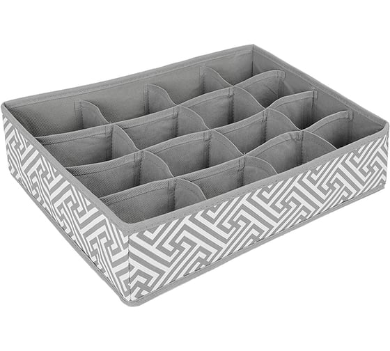 Изображение товара Короб-органайзер HANDY HOME орнамент, 16 секций, 350х270х90, серый UC-205