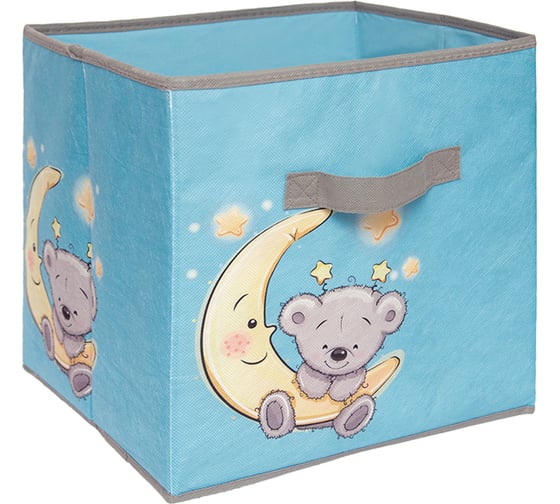 Изображение товара Короб-кубик для хранения HANDY HOME мишка, 300х300х300, голубой UC-232