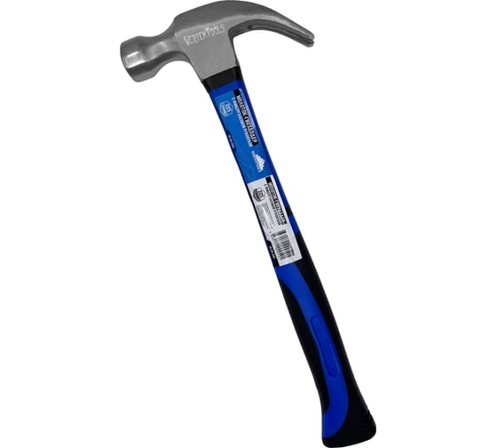 Изображение товара Молоток-гвоздодер vertextools 225 г, фибергласовая обрезиненная рукоятка 10-25-225