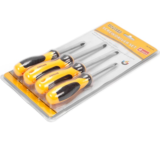 Изображение товара Набор отверток SITOMO SL5.5x75, SL6.5x100, PH1x75, PH2x100, CrV, 4шт. 856499