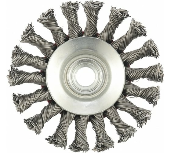 Изображение товара Щетка выгнутая для УШМ (100 мм; М14; крученая проволока 0.5 мм) MATRIX 74609