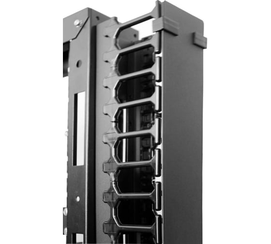 Изображение товара Вертикальный кабельный органайзер ЦМО с пластиковыми пальцами 42U для шкафов ШТК-СП ВКО-П-42/48-9005