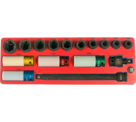 Изображение товара Набор ударных головок (1/2”, с принадлежностями, ложемент, 16 предметов) МАСТАК 5-05416