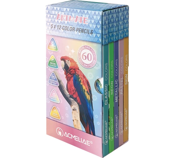 Изображение товара Набор цветных карандашей artmate "5 в 1" 60цв ACMELIAE 43582