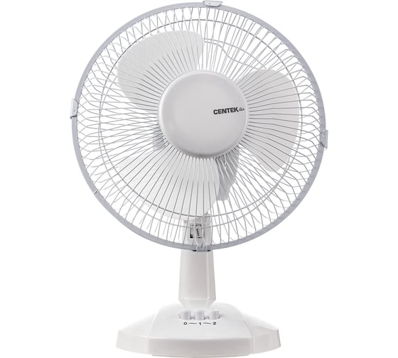 Изображение товара Настольный вентилятор Centek белый 25Вт, решетка-сетка 27см, лопасти 23 см, 2 скорости CT-5006 White
